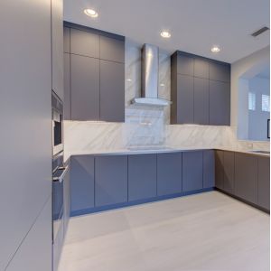 Modern Style Matt Gray PVC Paint Kitchen Cabinet