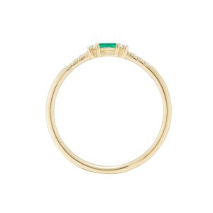 4×6mm Baguette Cut Emerald Ring , 14k Yellow Gold Emerald Ring Fashion Style