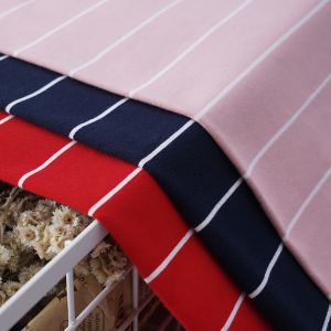 Lightweight Breathable Soft Striped Cotton Fabric For French Terry