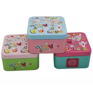Quality 10x10x6cm Float Carving Gift Tin Cans Square Cookie Candy Packaging for sale