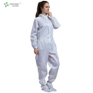 ESD antistatic autoclave sterilized cleanroom coverall connect with hood white