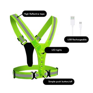 High Visibility Reflective LED Running Riding LED Warning Vest for Road Safety