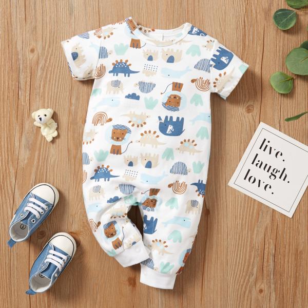 New Long Baby Creeper One Piece Baby Snap Baby Cotton With Printing Newborn Boys Girls Bodysuit Wholesale