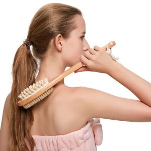 Bathroom Body Brushes Long Handle Bath Natural Bristles Brushes