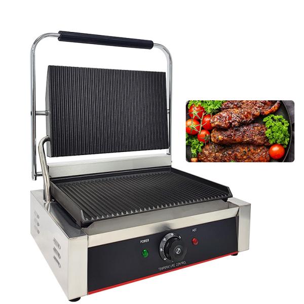 Buy Full Grooved Electric Contact Grill Machine for Commercial Upper Grill Size 340*230mm at wholesale prices
