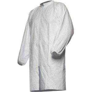 White Disposable Lab Coat Snap Front No Pockets Elastic Cuffs 20000PCS/Day