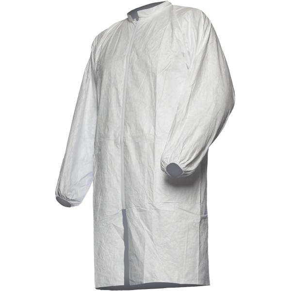 White Disposable Lab Coat Snap Front No Pockets Elastic Cuffs 20000PCS/Day