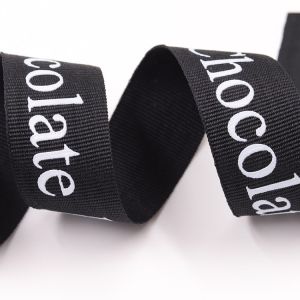 Embossed Hot Stamping Grosgrain Ribbon Logo For Chocolate