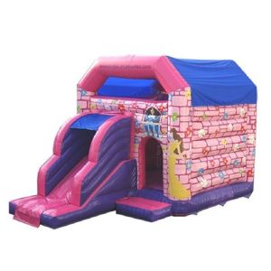 Pink Waterproof Princess Combo Bounce House With Single Slide