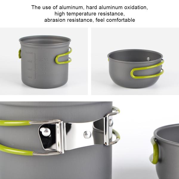 Aluminum Camping Cookware With Lightweight Potand Carry Mesh Bag