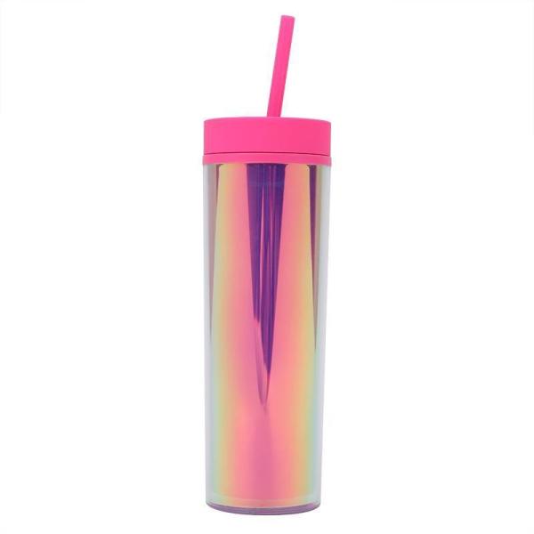 16oz 12 Colored Acrylic Tumblers With Lids And Straws Skinny Double Wall
