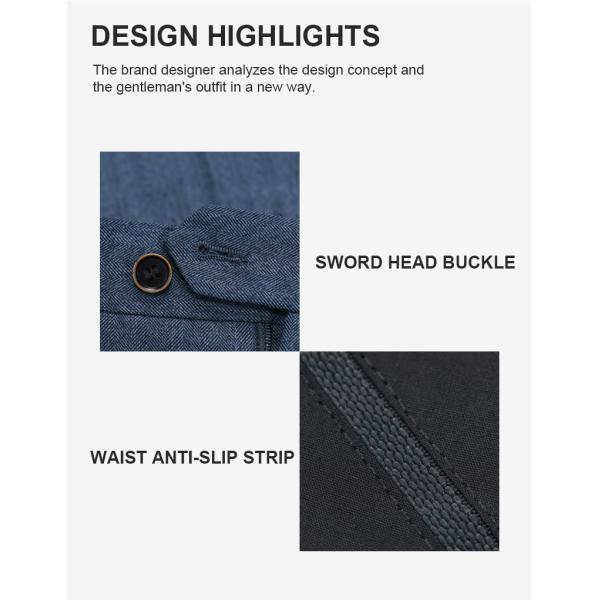 Grey Stretch Cotton Twill Work Trousers for Men's Business Formal Wear Slim Fit Pants