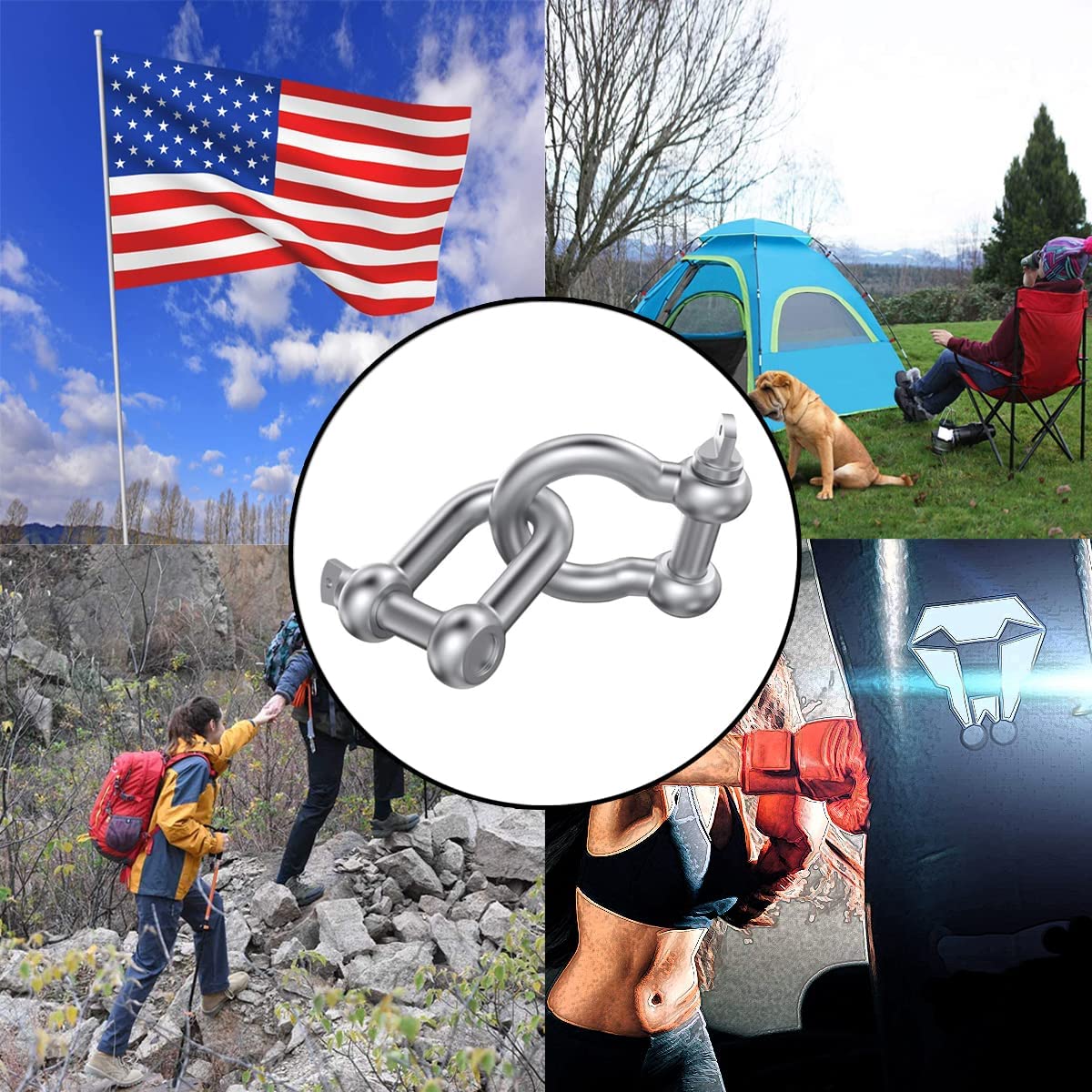 304 Stainless Steel Bow Shape Load Shackle for Chains Wirerope Lifting Polished Finish