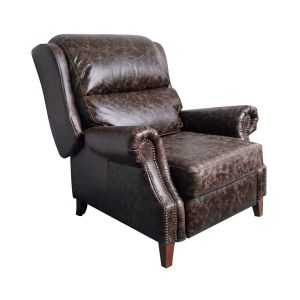 Comfortable High Back Leather Reclining Armchairs Metal Base Tilt Function