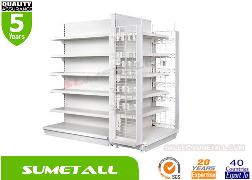 Heavy Duty Convenience Store Shelving With Hooks , Gondola Retail Display