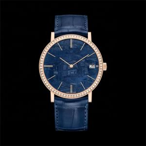 3BAR Stylish Blue Dial Leather Band Watch 1.4 Inch Minimalist Quartz