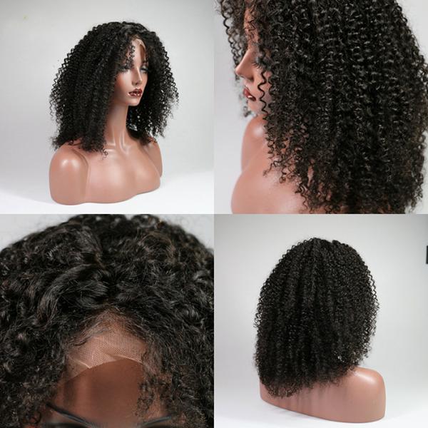 Indian Kinky Curly Human Hair Lace Front Wigs For Black Women No Shedding
