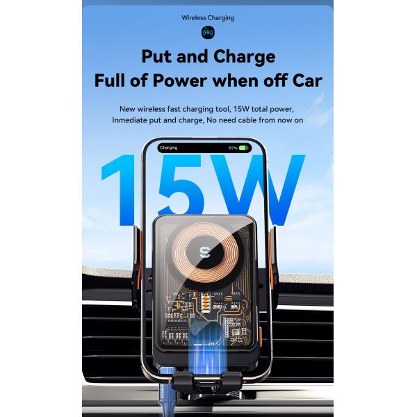 ESSAGER T11 Series Wireless Car Charger Holder Wireless Charging Phone Stand 5V/2A