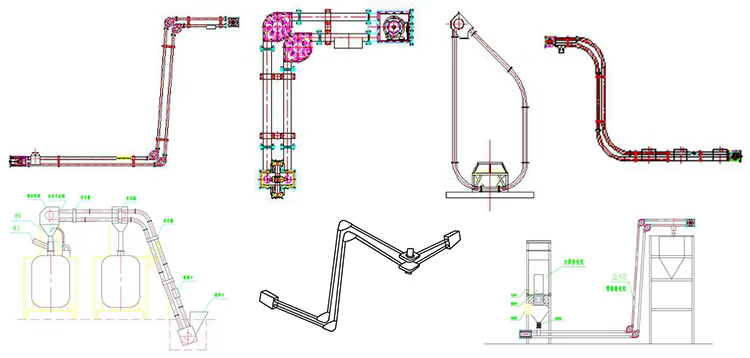 Stainless steel tube chain conveyor system in industrial setting
