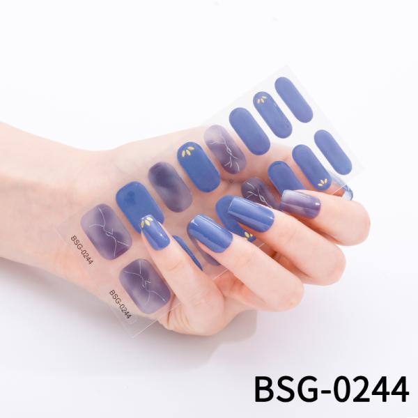 High gloss Irregular bronzing lines Marble leopard print semi curing gel nail sticker used with UV lamp