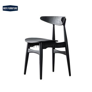 Wabi Sabi Dining Chair Upholstered Leather Solid Wood Natural Wooden Coffee Shop