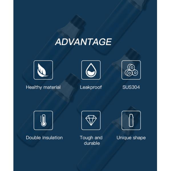 Double Wall Stainless Steel Cup Water Bottle Thermos Vacuum Tea Flask Two Lid