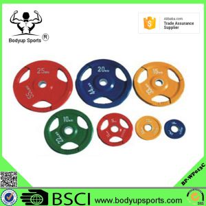Quality Wholesale Rubber Coated Weight Plate with 3 Handle Grips for sale