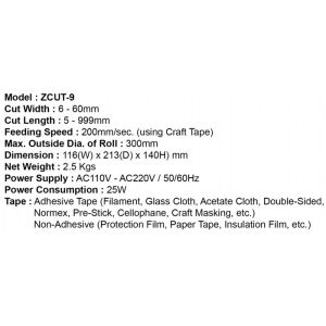 Durability Tested Industrial Tape Dispenser Machine 200mm/Sec ZCUT-9
