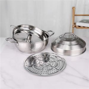 30cm Stainless Steel Double Bottom Cookware Steamer Pot Set
