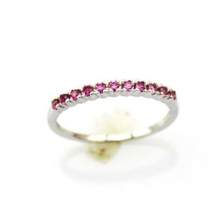 Women Jewelry Sterling Silver Pave Created Emerald Band Ring (FR0164)