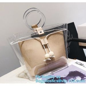 PVC transparent shopping bag, Zipper PVC Vinyl Tote Shopping Bag, PVC shopping