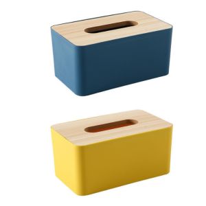 Removable Rectangular Household Storage Container Wooden Bamboo Tissue Box