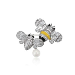 Stunning Colorful Enamel Bee Brooch Crystal Rhinestone Bumble Bee Lapel Pin
