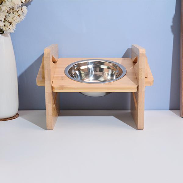Buy Stainless Steel Bamboo Raised Dog Bowl For Single Stand at wholesale prices