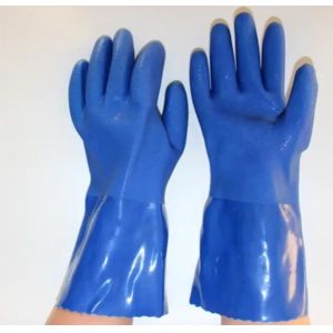 Quality Heavy Duty Chemical Gloves Blue PVC Coated Gloves For Electrical for sale