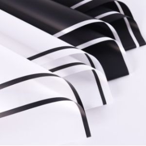 Black and White Aristocratic Matte Floral Flower Wrapping Paper for Bouquet