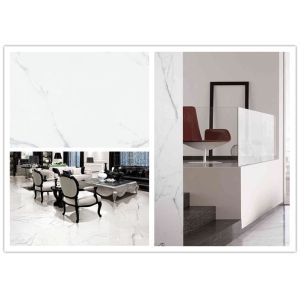 Glazed Large Format Porcelain Tile / Marble Effect Ceramic Floor Tiles