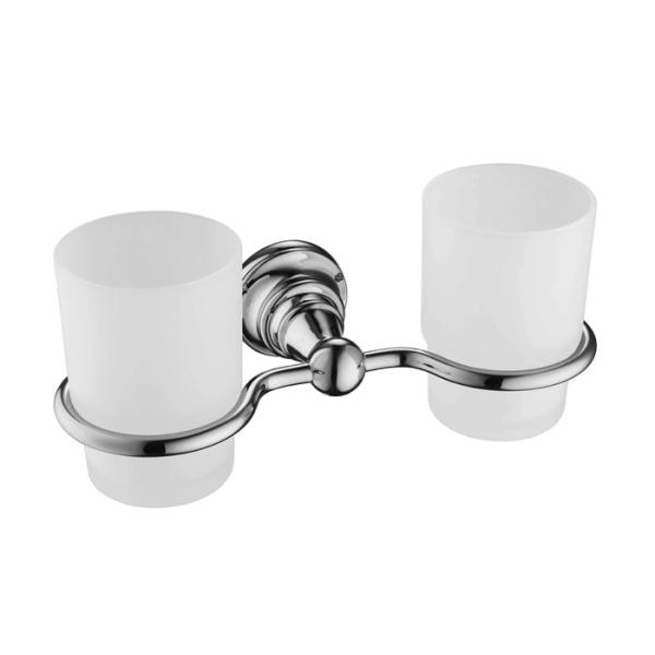 Buy Silver Bathroom Accessory Two Toothbrush Holder Wall BMLSB0024-C at wholesale prices