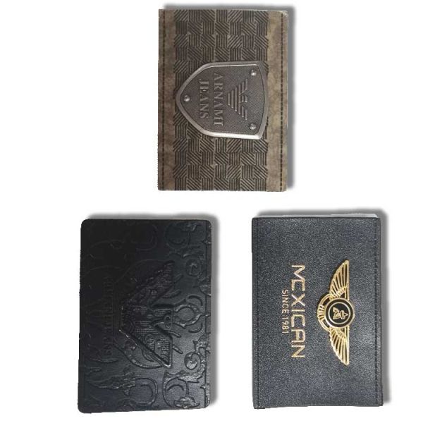 PU Leather Luggage Bag Tag Logo Label With Metal Logo Patch Custom Wholesale Handmade Fashion DIY Gifts Genuine Leather Embossed