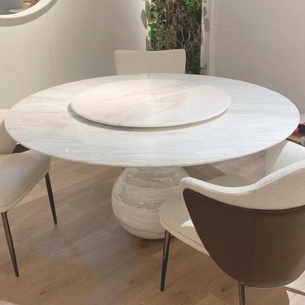 Sturdy Hotel Restaurant Furniture Round Shape Natural Marble Dining Table