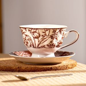 Quality Sustainable Ceramic Tea Cup Set For Elegant Cappuccino Cups And Porcelain Mug for sale