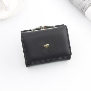 SHORT IRON CLIP BAG WOMEN'S HEART-SHAPED HARDWARE CLUTCH BAG SOLID COLOR SIMPLE
