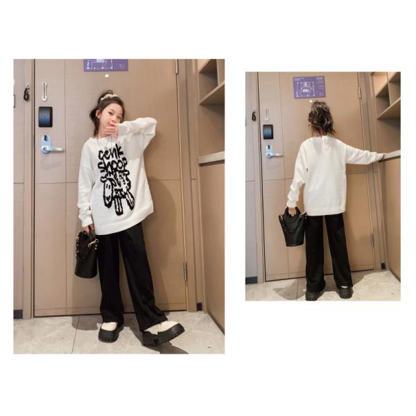 Girls Spring Autumn Fashion Childrens Clothes Thickened Letter Oversized Crewneck Sweater