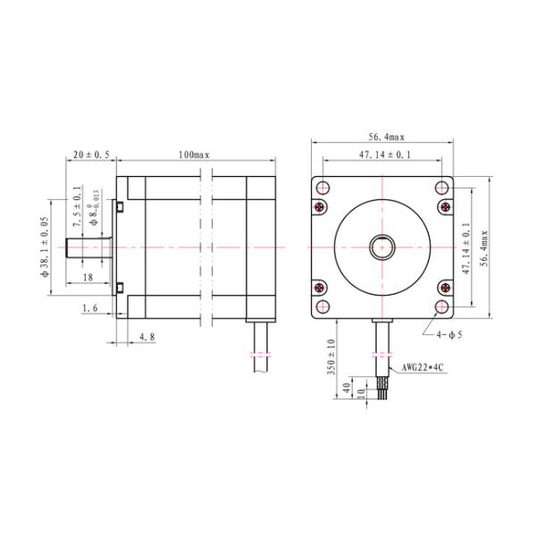 3.2N.m 57x57x100mm NEMA 23 425oz Stepping Motor 3.0A 57BYG Kit CNC