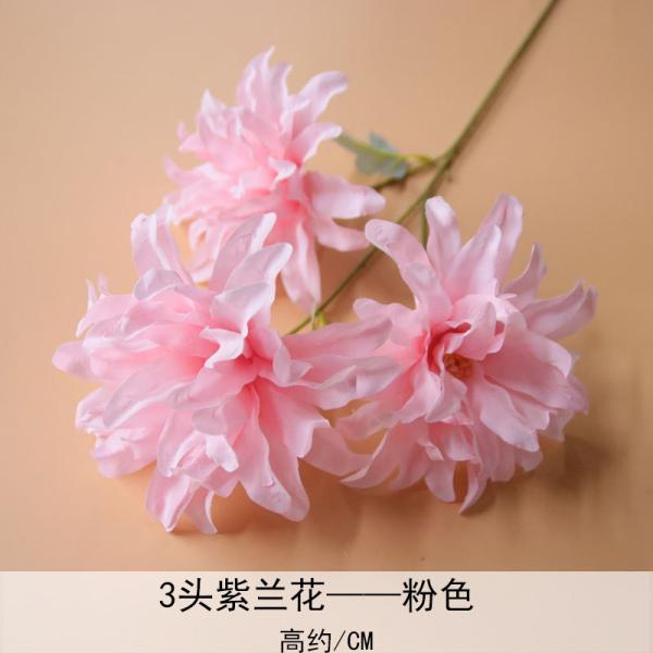 Wedding simulation flower, three head purple orchid, wedding hall flower, home decoration, silk flower, photography, decoration, bouquet