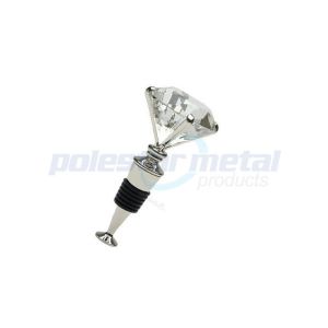 4-1/4" Custom Metal Hardware , Polished Chrome Zinc Alloy Diamond Wine Stopper