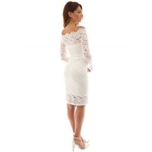 Elegant off Shoulder Lace Bodycon Midi Dress for Woman