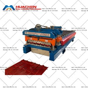 China 380v Roof Steel Plate Glazed Tile Roll Forming Machine with CR12 Cutter Material on sale