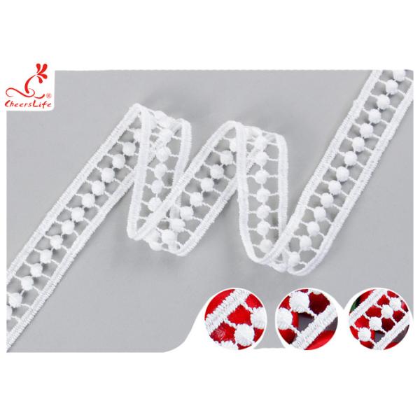 Buy 2CM White Guipure Embroidered Lace Trim With Poly Milk Silk Pass OEKO TEX 100 at wholesale prices