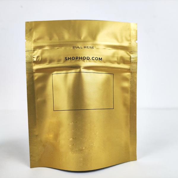 Matt Golden Mylar Stand Up Pouches Soft Touch Zipper Mylar weed Bags 3.5g
